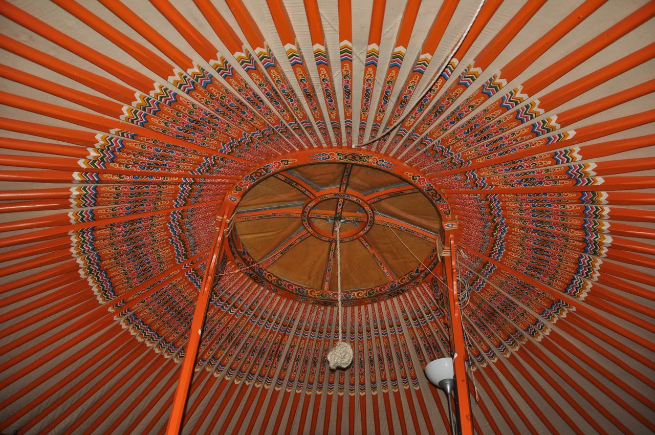 A Big typical Mongolian Yurt in a Beautiful Garden. 
