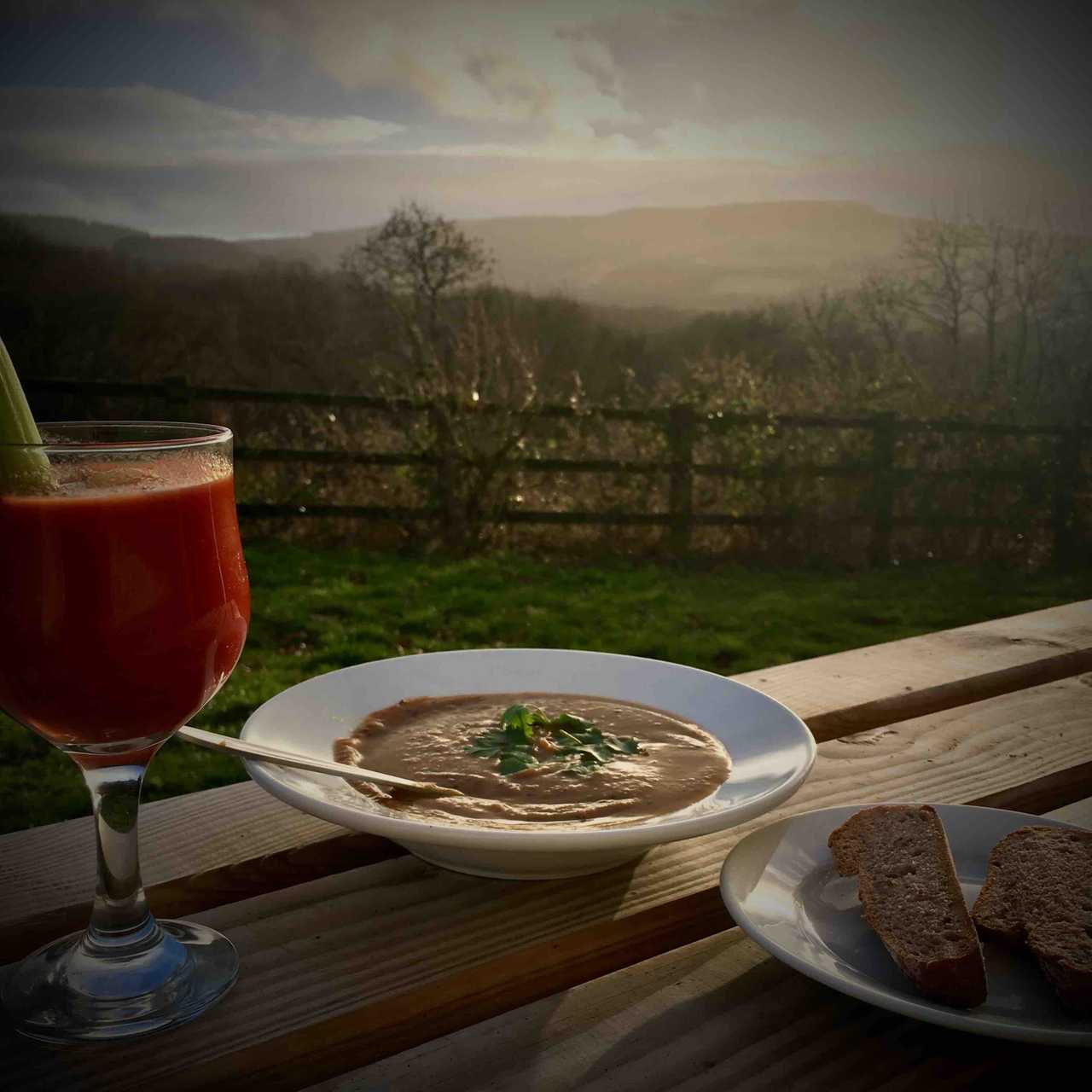 Magical 18th thatched cottage with stunning views, amazing vegan meals & hot tub